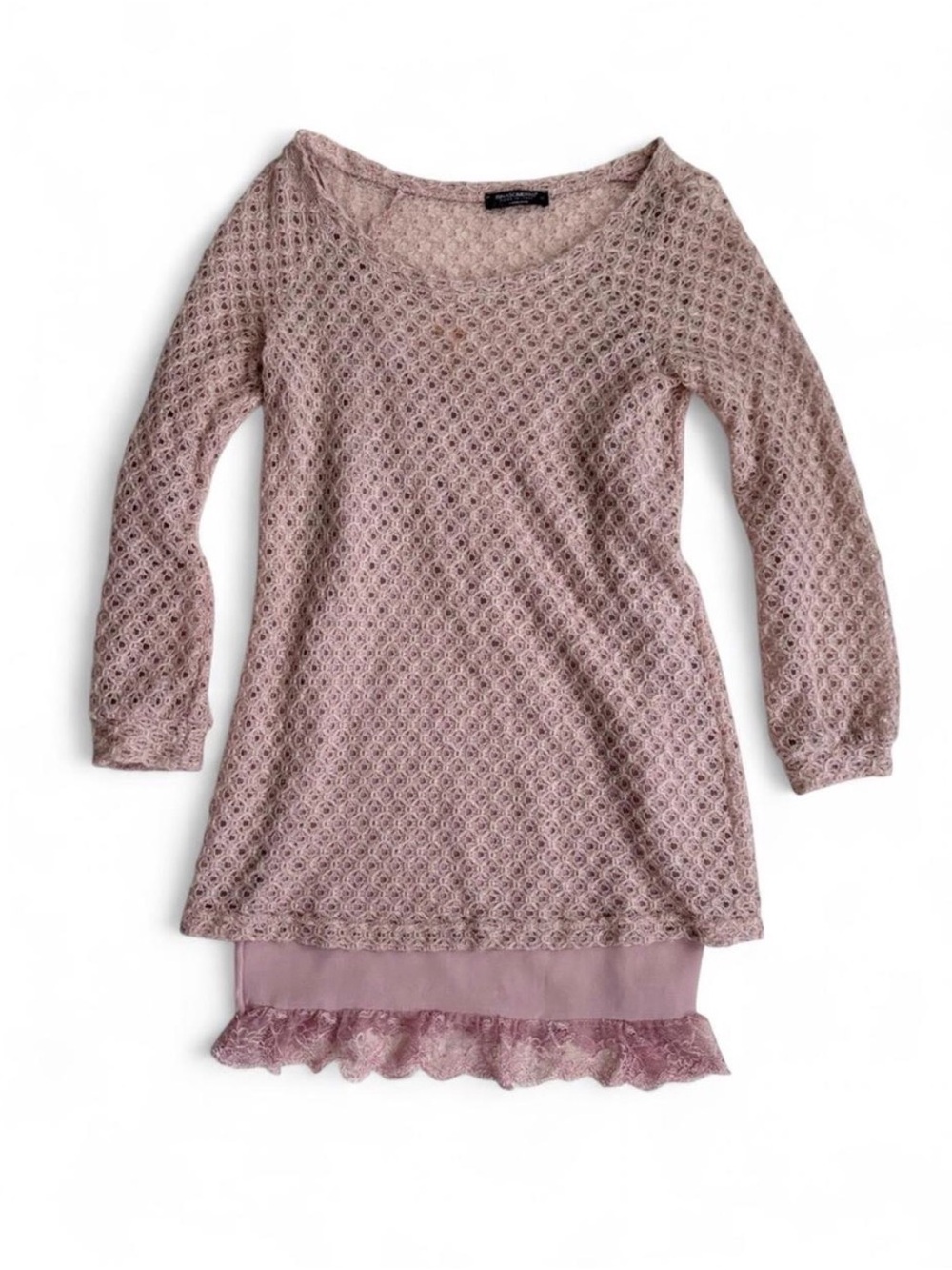 Rinascimento vintage pink lace trim layered sweater dress
